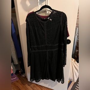 Xhilaration Black Lace Dress with Velvet Accents